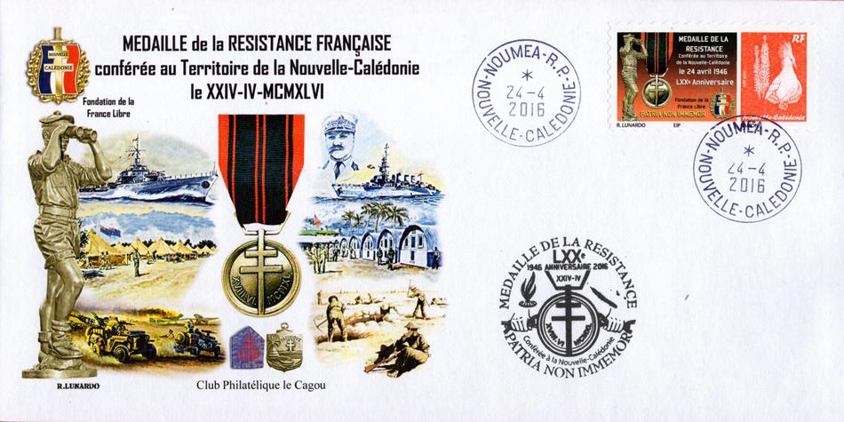 Club Philatélique Le Cagou - Médaille de la résistance Française