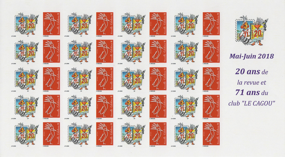 Timbre-poste personnalisé Club Philatélique Le Cagou - lmes 70 ans du Club Le Cagou