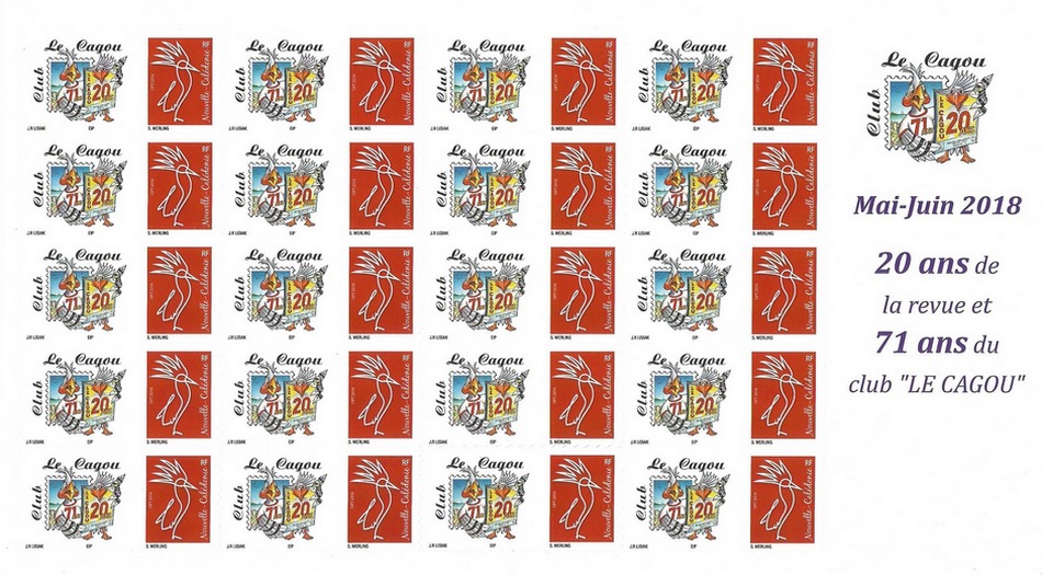 Timbre-poste personnalisé Club Philatélique Le Cagou - lmes 70 ans du Club Le Cagou