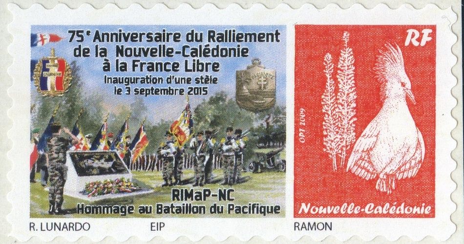 Timbre-poste personnalisé Club Philatélique Le Cagou - Ralliement à la France Libre 