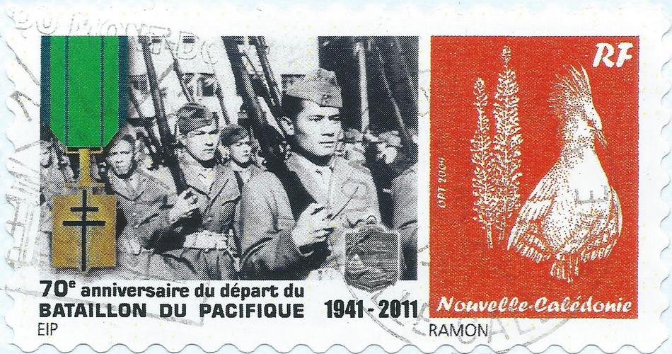 Timbre-poste personnalisé Club Philatélique Le Cagou - Bataillon du Pacifique