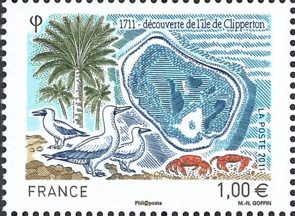 1,00 euros - 1711 découverte de l'île de Clipperton